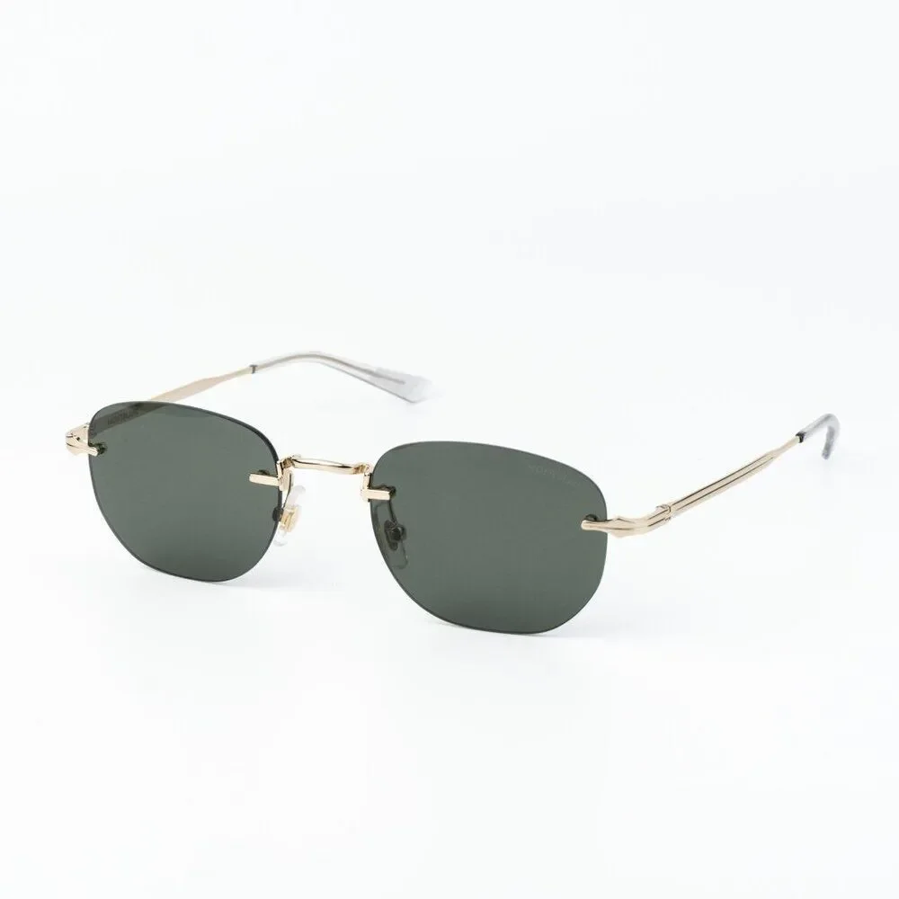 Montblanc Men Sunglasses Gold Grey Square Rimless MB0303S 001 NEW AUTHENTIC